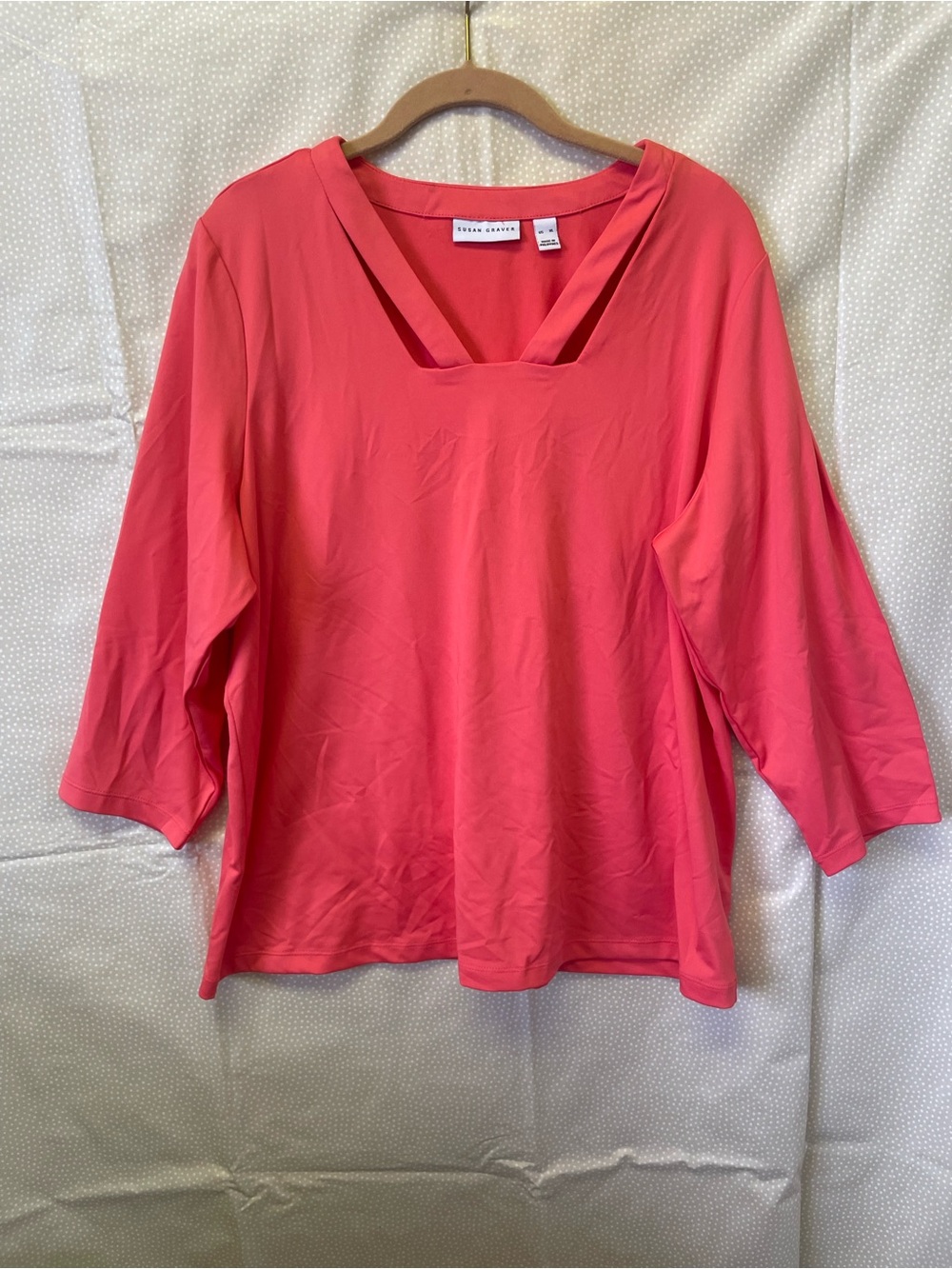 Susan Graver QVC Coral Stretch Liquid Knit Top with Cut Outs XL